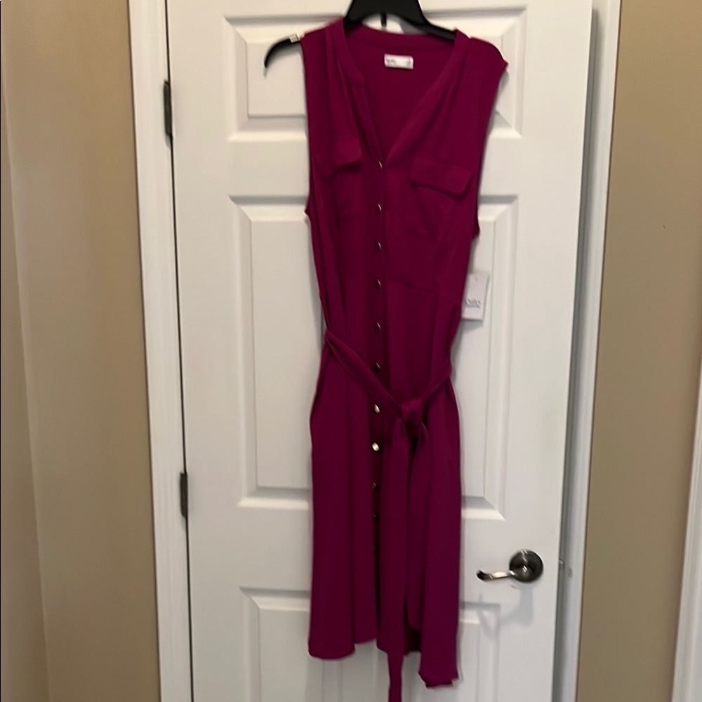 Sleeveless Magenta Shirt Dress SZ XL